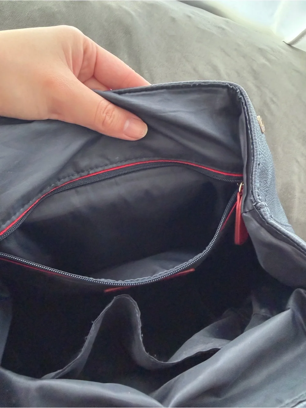 Tommy Hilfiger Navy Pebbled Leather Mini Backpack with Gold Logo